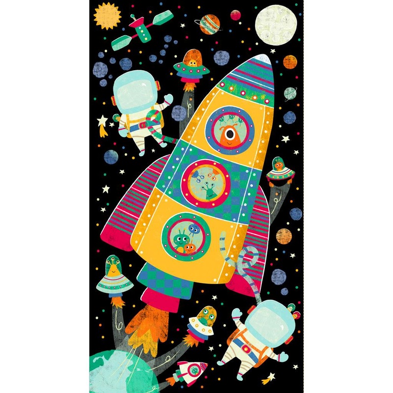 Blast Off!-Digital 24″ Panel Black Y4385-3