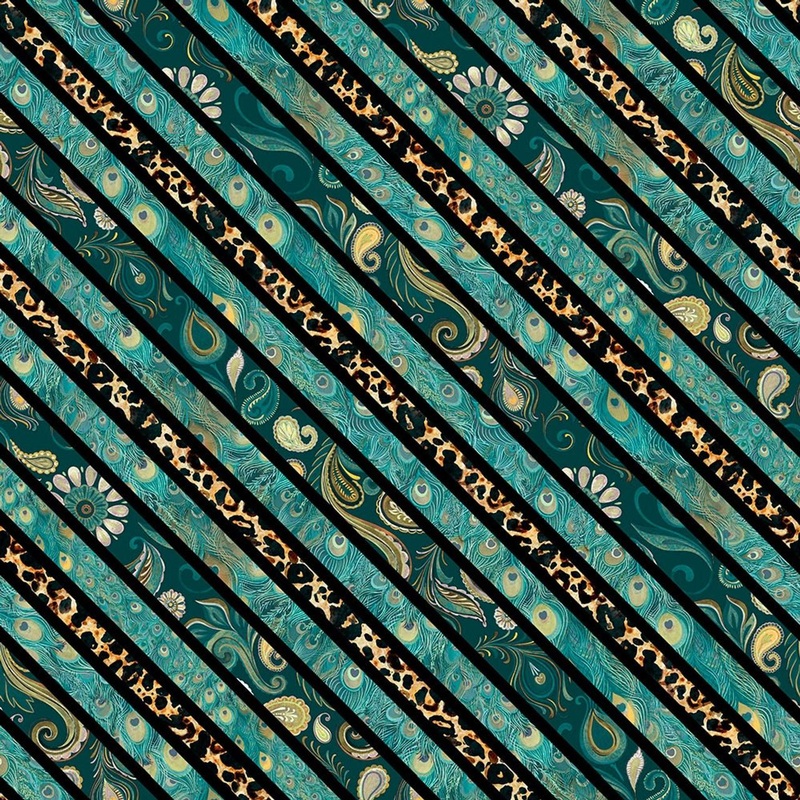 Wild Garden-Diagonal Stripe Teal W100-009-970