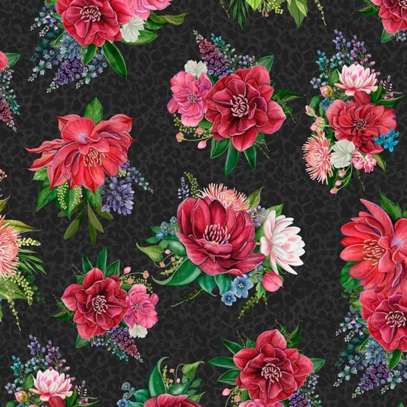 Wild Garden-Floral Bouquets Black W100-005-716