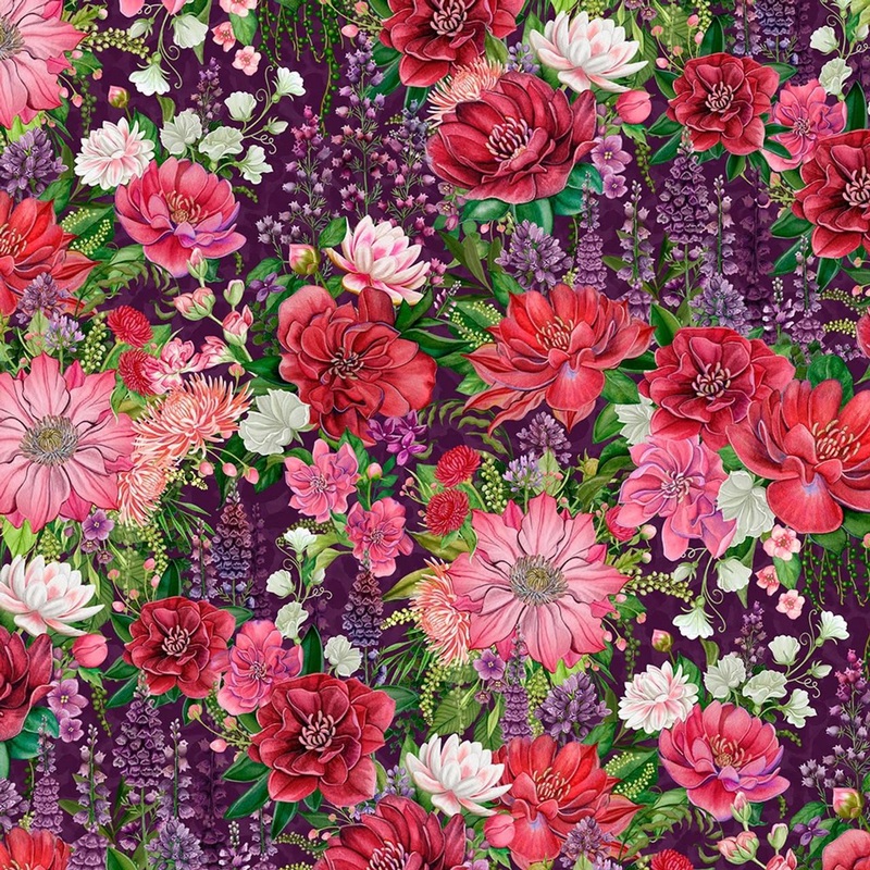 Wild Garden-Packed Floral Purple W100-004-414