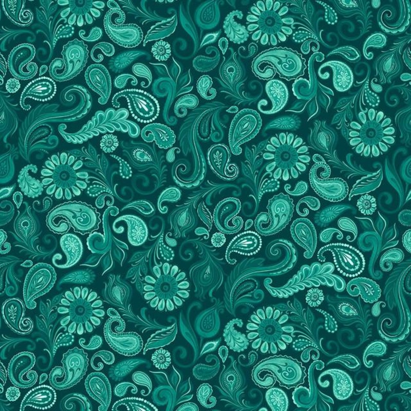 Wild Garden-Paisley Teal W100-008-999
