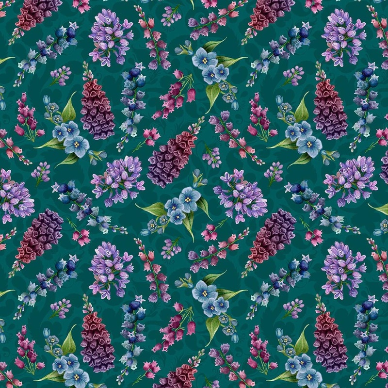 Wild Garden-Small Floral Teal W100-006-945