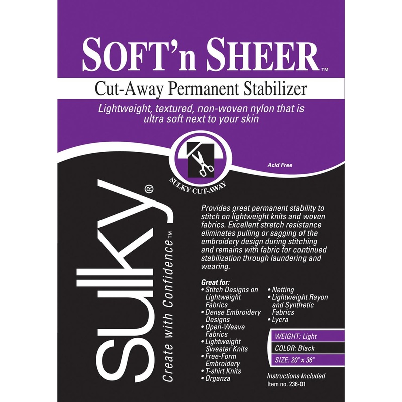 Sulky Black Cut Away Soft n Sheer 20in x 1 yd
