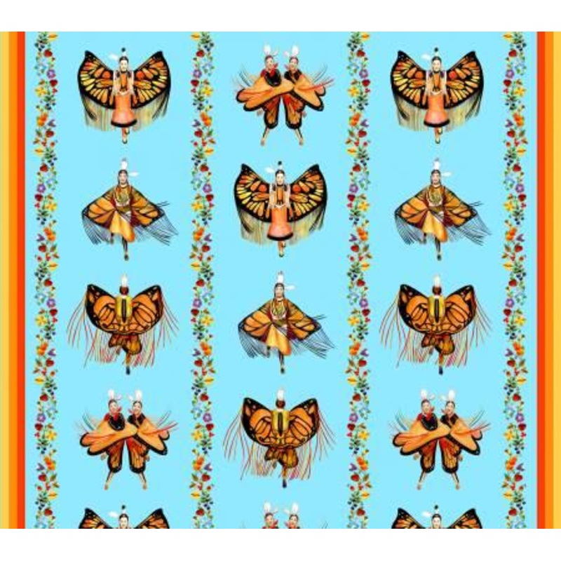 Monarch Dance Wide Stripe 36″ Panel 32008E-BLUE