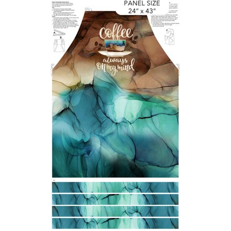 Barista-25″ Apron Panel Light Teal/Multi DP27696-64