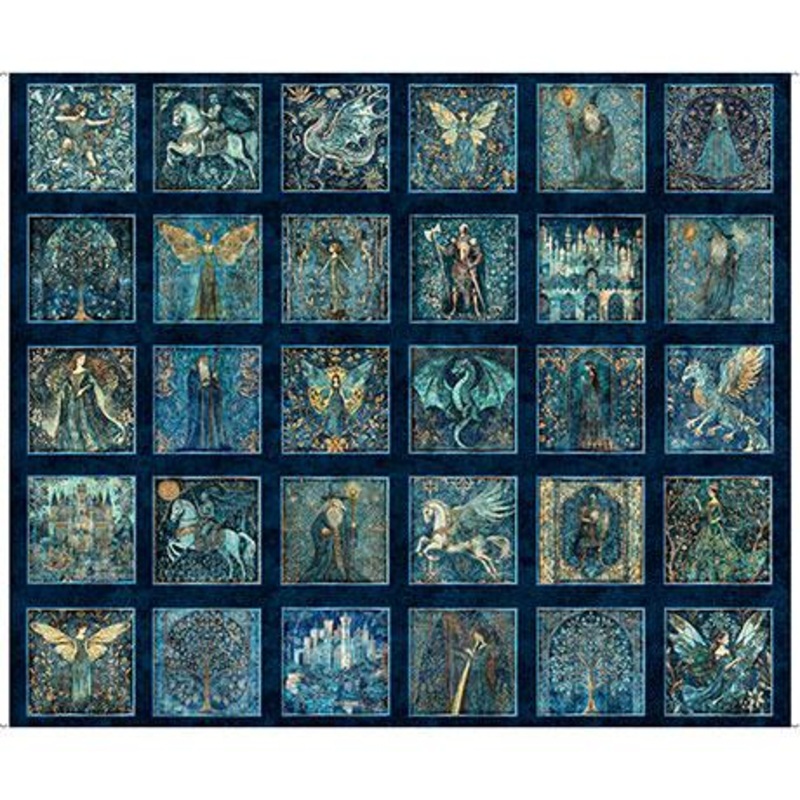 Folklore – 36″ Panel Small Medieval Patches – Navy 2600-31641-N