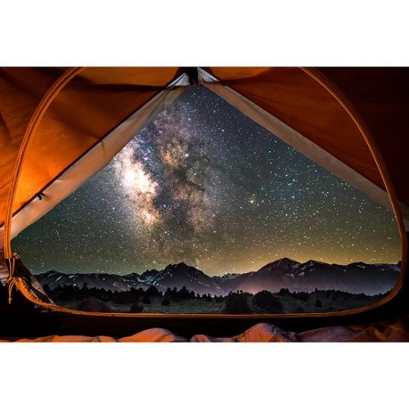 Sleeping Under The Stars-30″ Star Landscape Panel Black Orange U5077-217