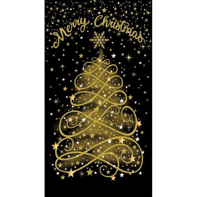 Merry Christmas 24″ Panel – Metallic/Black PANEL-CM3620