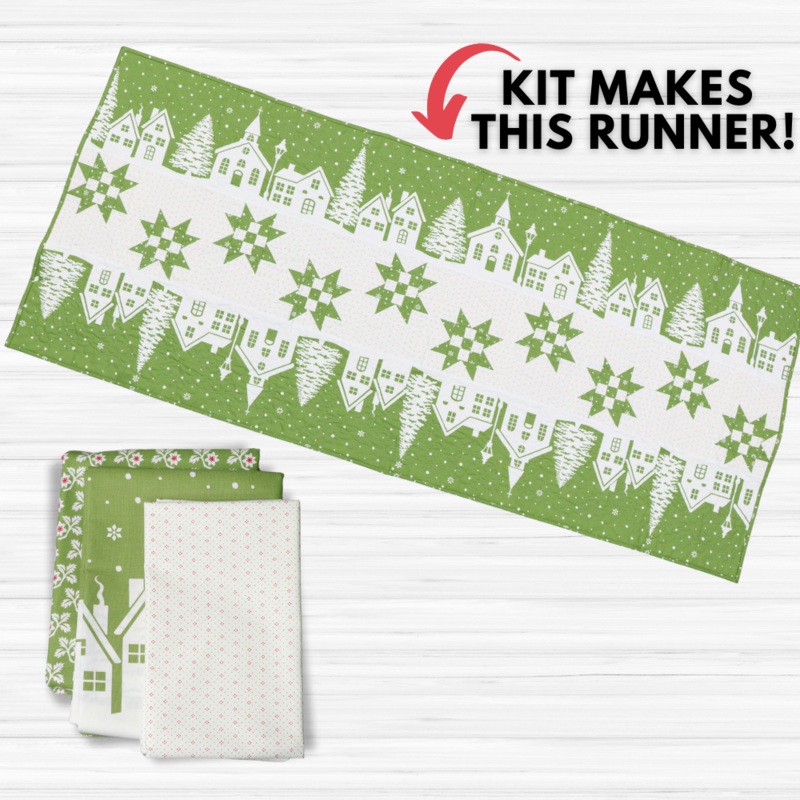 Christmas Village Runner Kit – (GREEN) Finished Size: 29″ x 70″
