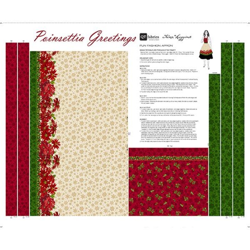 Poinsettia Greetings-36″ Apron Panel 2600-31080-X