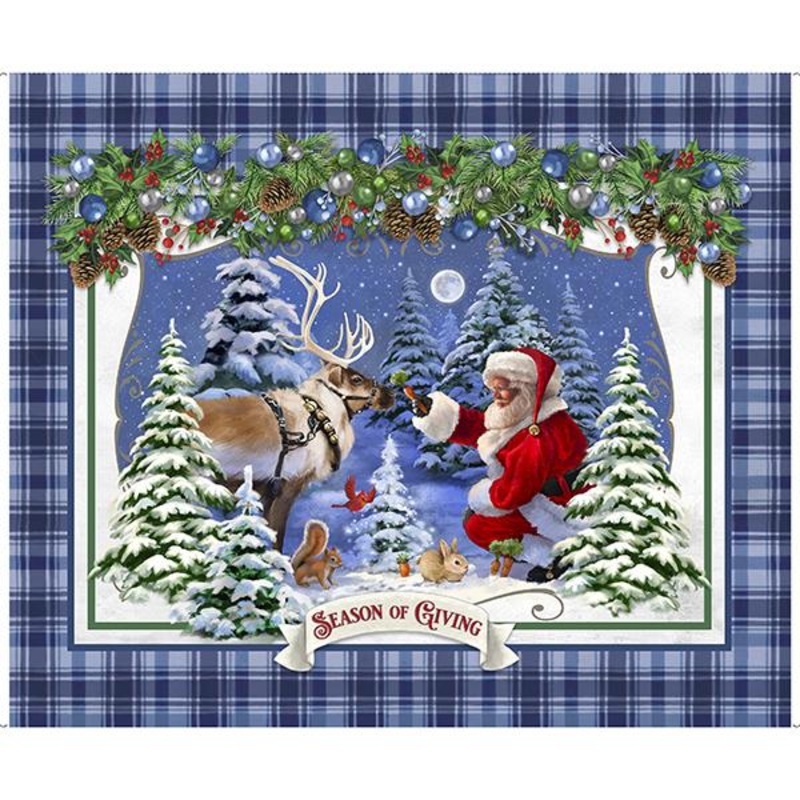 Season Of Giving-36″ Santa And Reindeer Panel 2600-31018-W