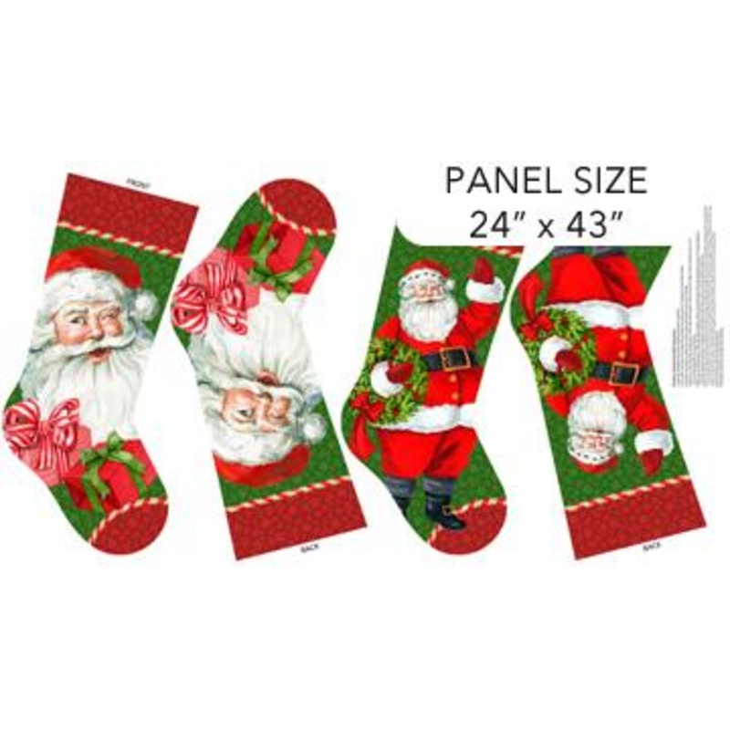 Vintage Christmas-25″ Stocking Panel Dk Green/Multi DP28162-76
