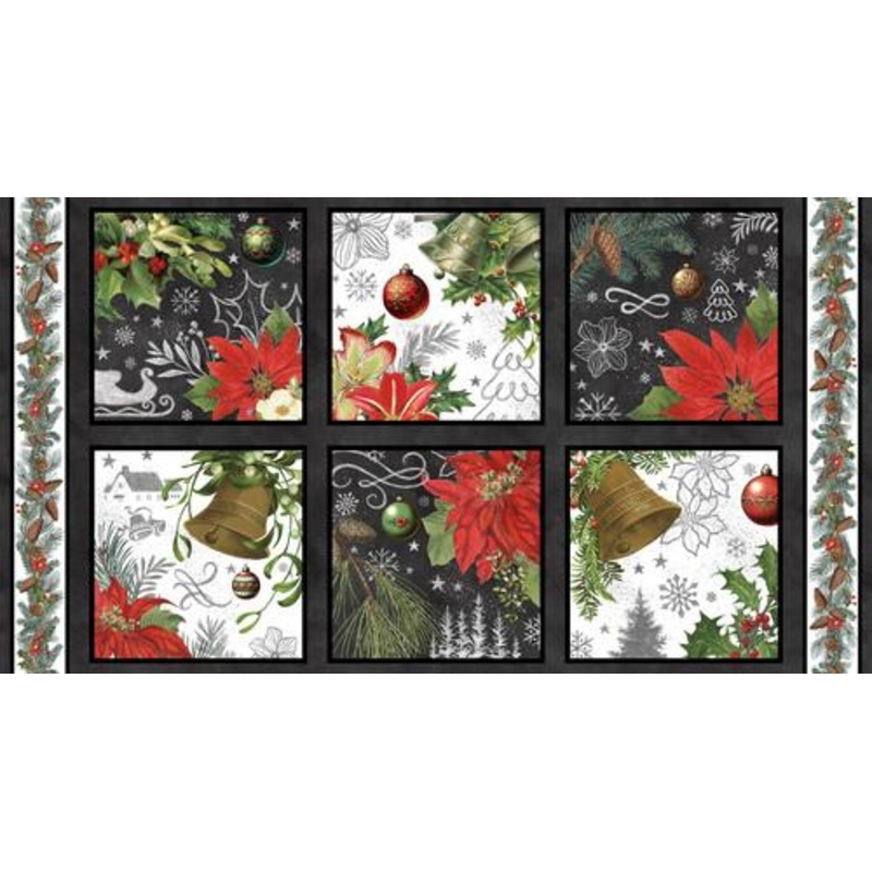 Be Merry & Shine Bright-24″ Panel Charcoal 4119-95