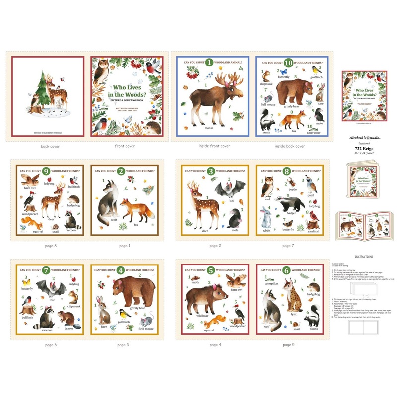 Who Lives In The Woods?-36″ Soft Book Panel Beige 722-BEIGE