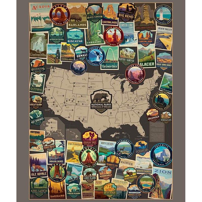 Legends Of The National Parks – 36″ Vertical Map Poster Panel PD15090-PANEL