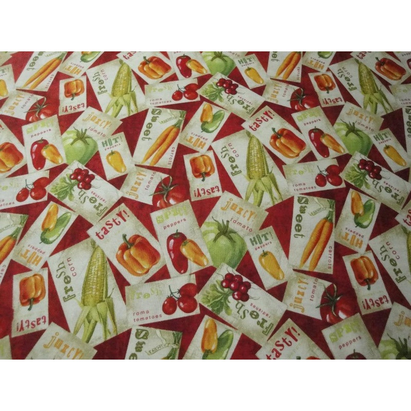 Vegetable Seed Packets on Red B/G-Wilmington Prints-BTY