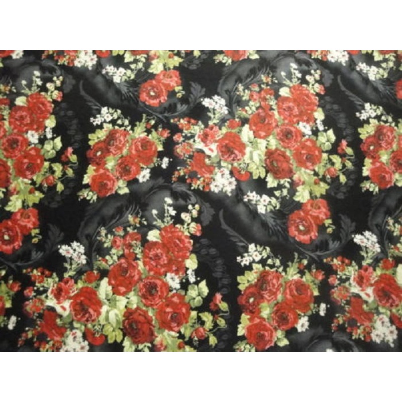 Victoria’s Terrace “Large Red Bouquets”-Choice Fabrics-BTY