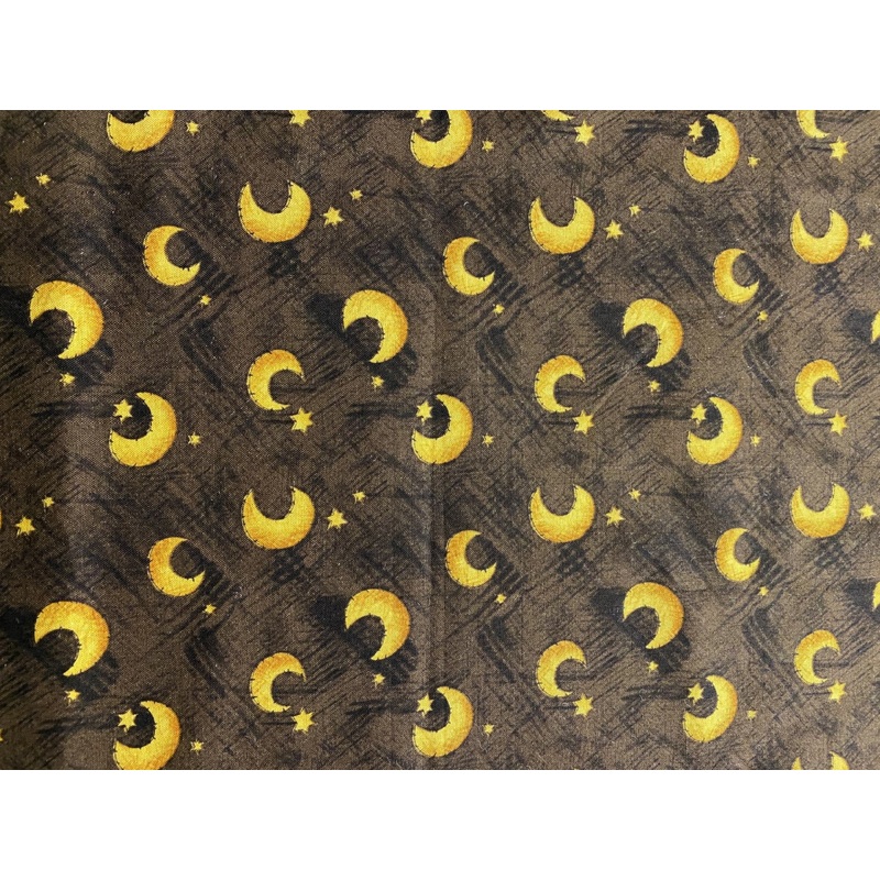 Yellow Moons & Stars-Brown B/G-Debbie Mumm-South Seas Imports-1 Yd-Bin