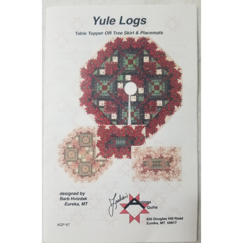 Yule Logs Table Topper or Tree Skirt & Placemats by Jackie’s Animas Quilts