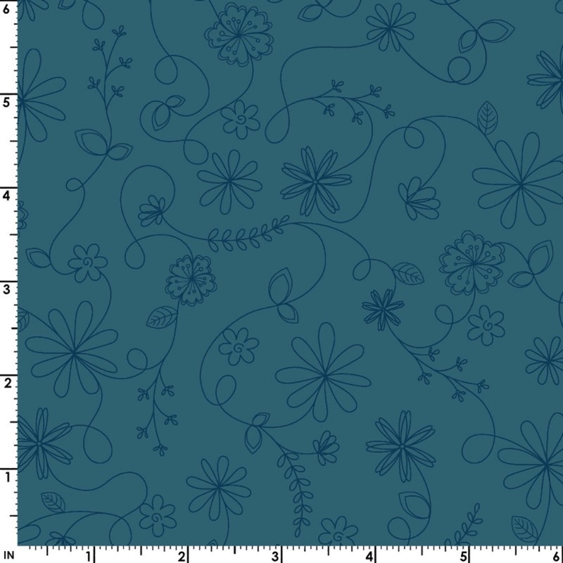 Vintage Floral-Dark Teal-Maywood Studios-BTY