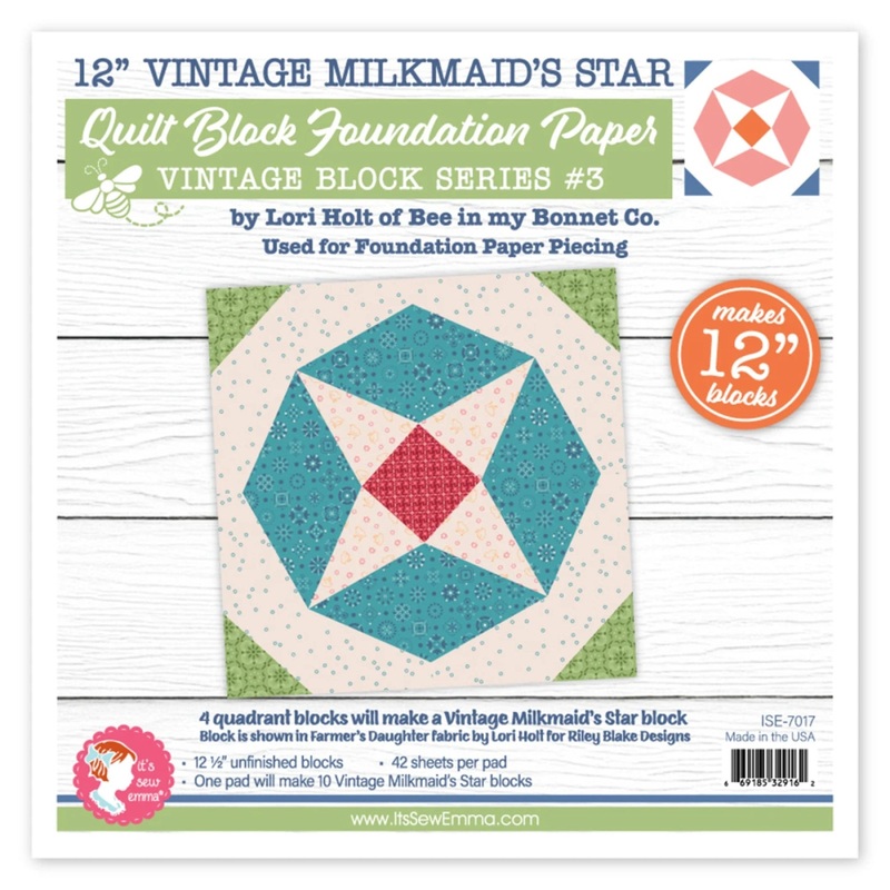 Vintage Milkmaid’s 12″ Star-Foundation Paper-It’s Sew Emma-Blocks