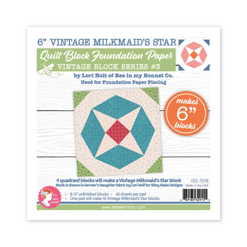 Vintage Milkmaid’s Star-6 In. Quilt Block Foundation Paper-It’s Sew Emma