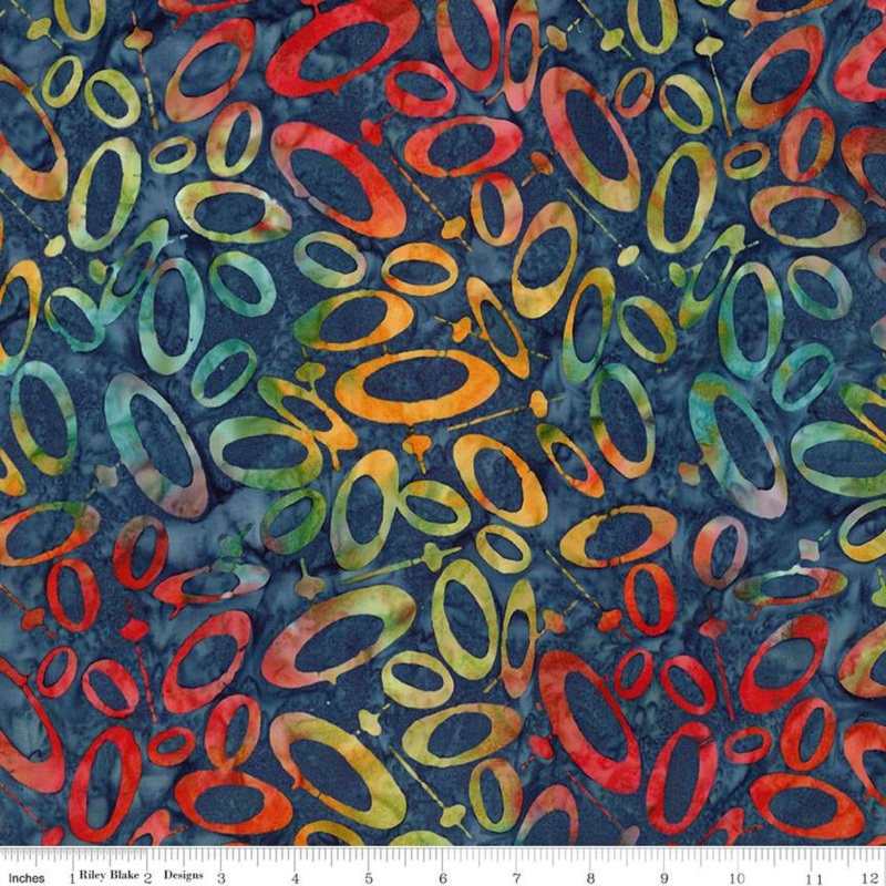 Expressions Batiks Retro Revival Ovals Dark Skies Blue