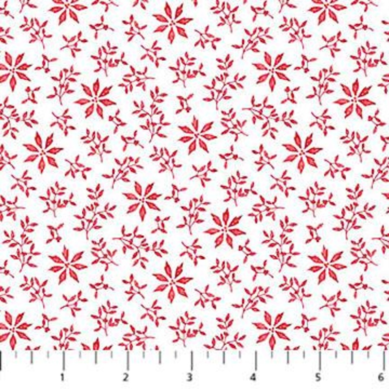 Vintage Christmas Poinsettia & Sprigs White