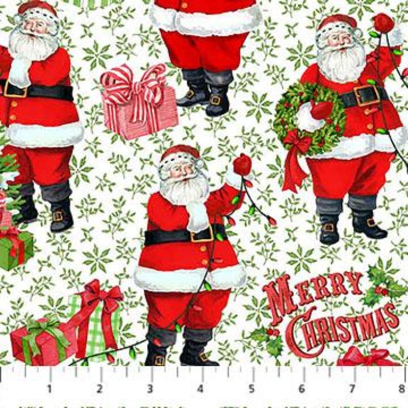 Vintage Christmas Santa Lights White & Green