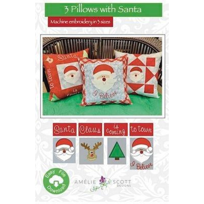3 Pillows with Santa – Machine Embroidery