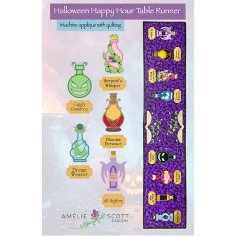 Halloween Happy Hour Table Runner – Machine Applique with Quilting