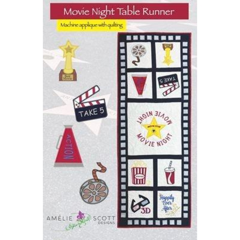 Movie Night Table Runner – Machine Applique with Quilting