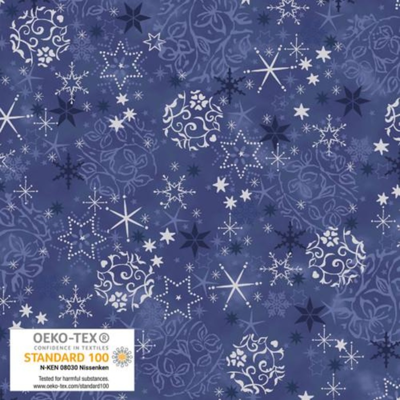 We Love Christmas Balls & Snowflakes Metallic Blue