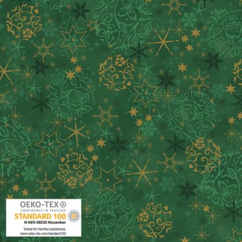 We Love Christmas Balls & Snowflakes Metallic Green