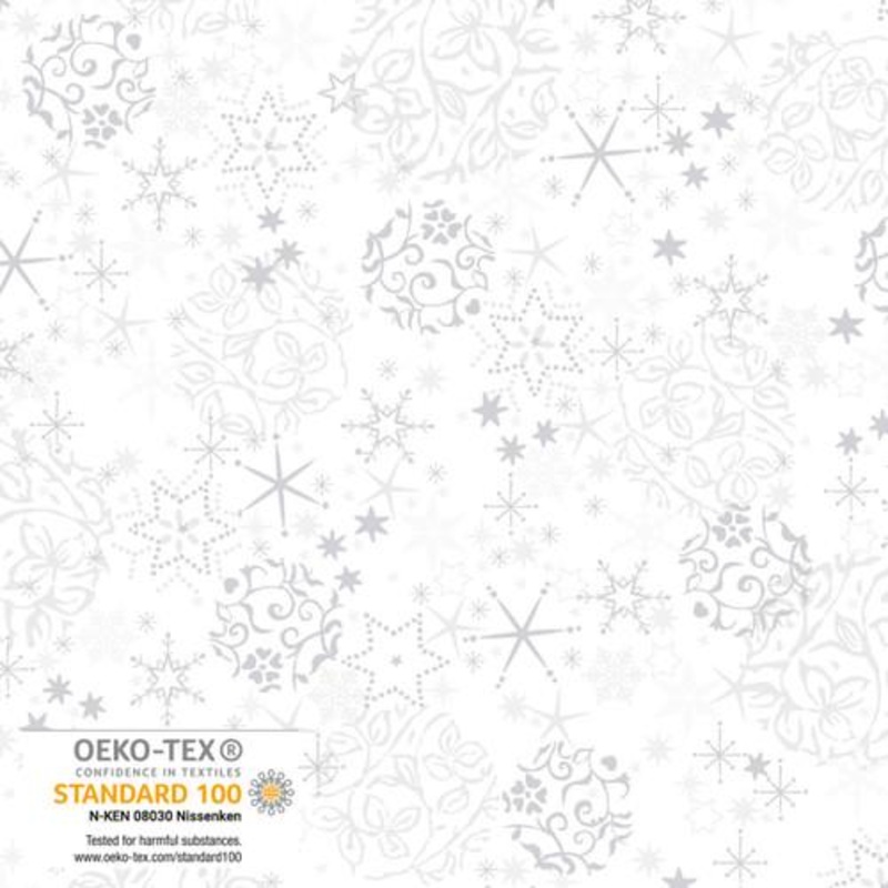 We Love Christmas Balls & Snowflakes Metallic White