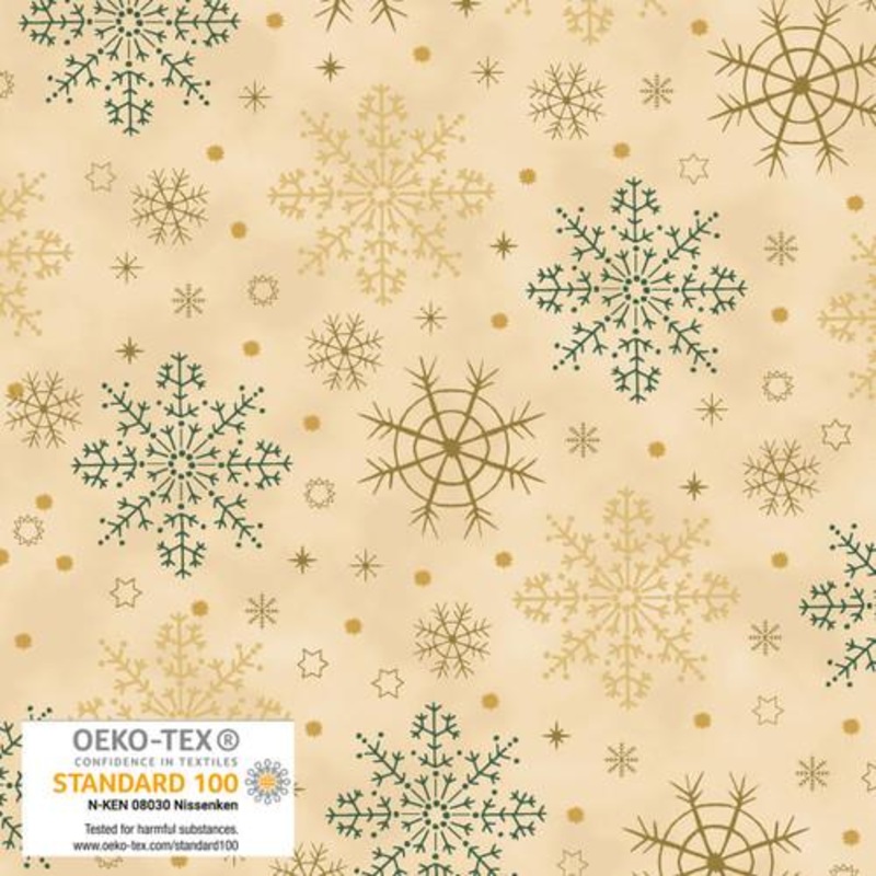 We Love Christmas Big Snowflakes Metallic Beige