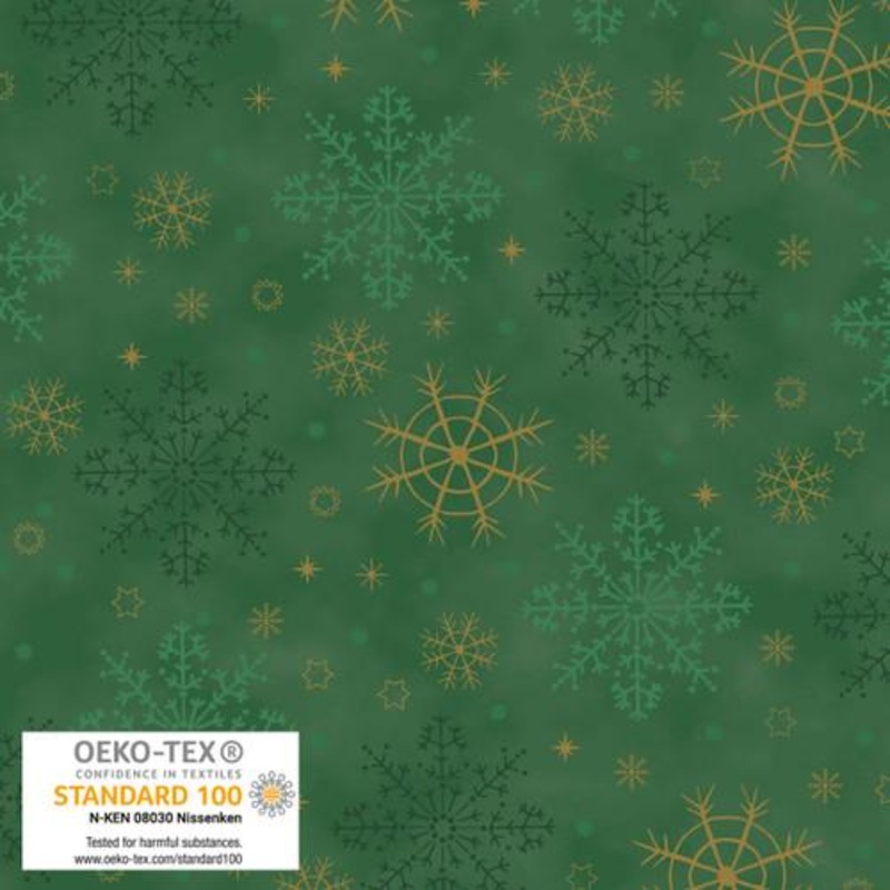 We Love Christmas Big Snowflakes Metallic Green