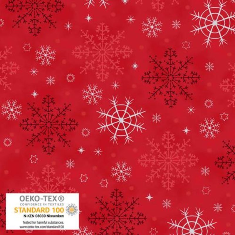 We Love Christmas Big Snowflakes Metallic Red