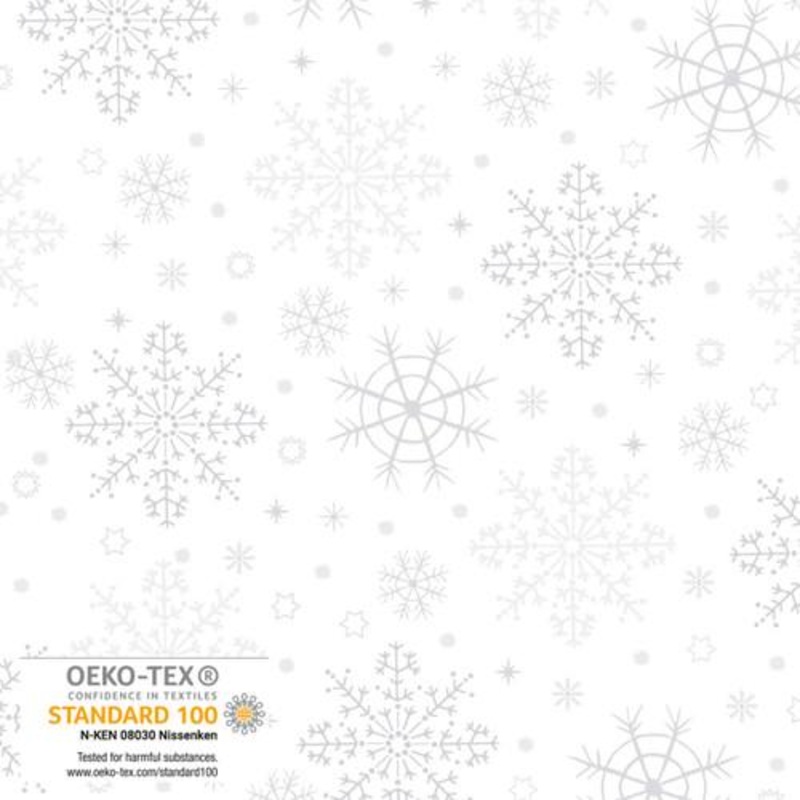 We Love Christmas Big Snowflakes Metallic White