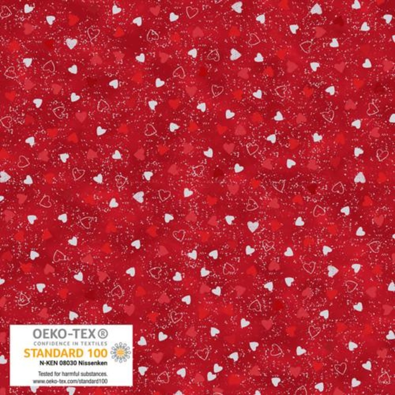 We Love Christmas Hearts Metallic Red