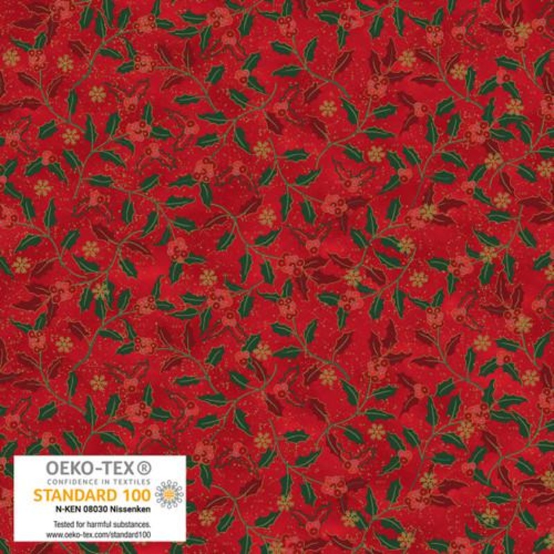 We Love Christmas Hollies Metallic Red