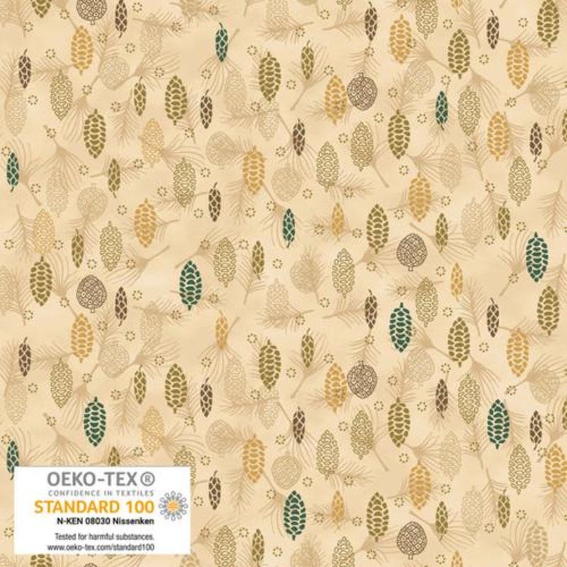 We Love Christmas Pine Cones Metallic Beige