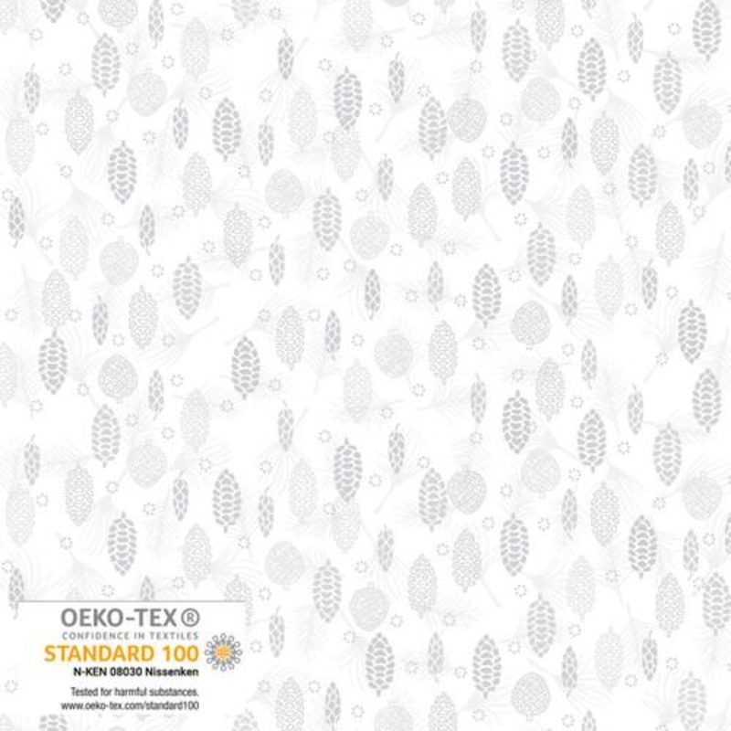 We Love Christmas Pine Cones Metallic White