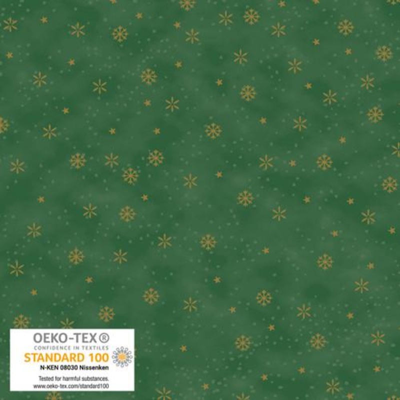We Love Christmas Snowflakes Metallic Green