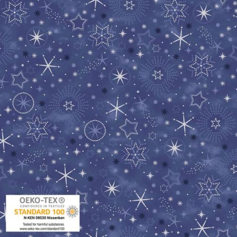 We Love Christmas Stars & Snowflakes Metallic Blue