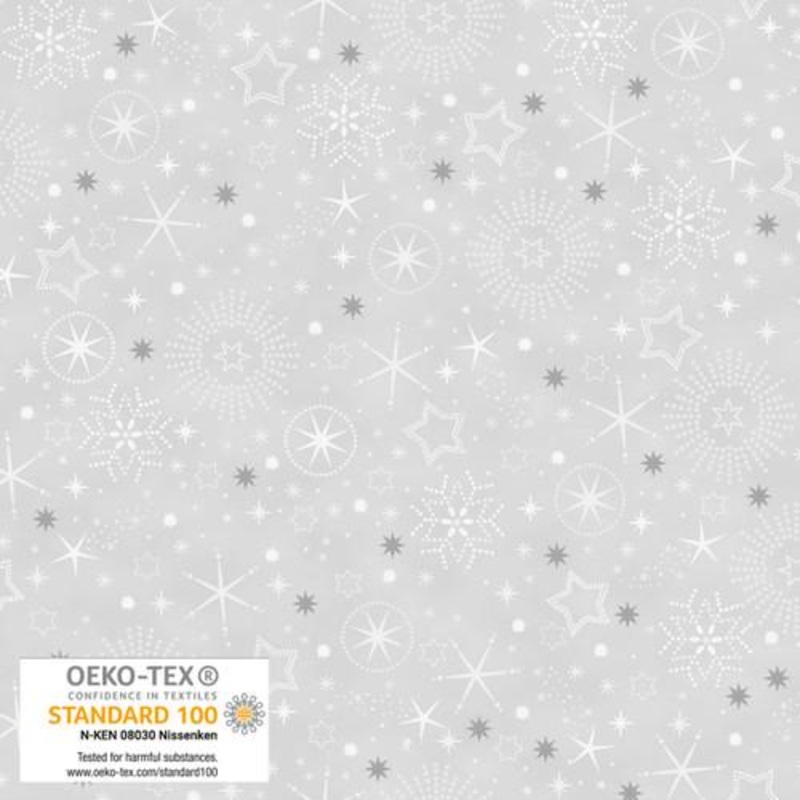 We Love Christmas Stars & Snowflakes Metallic Gray