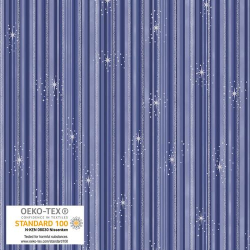 We Love Christmas Stripe Metallic Blue