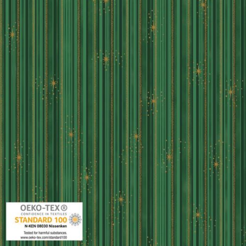 We Love Christmas Stripe Metallic Green