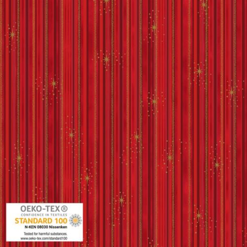 We Love Christmas Stripe Metallic Red/Gold