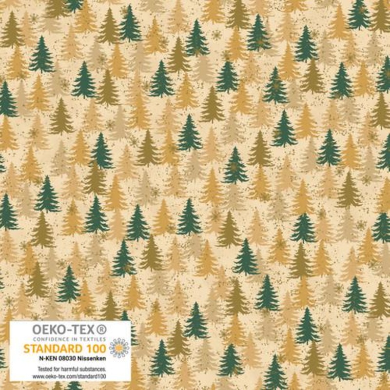 We Love Christmas Trees Metallic Beige